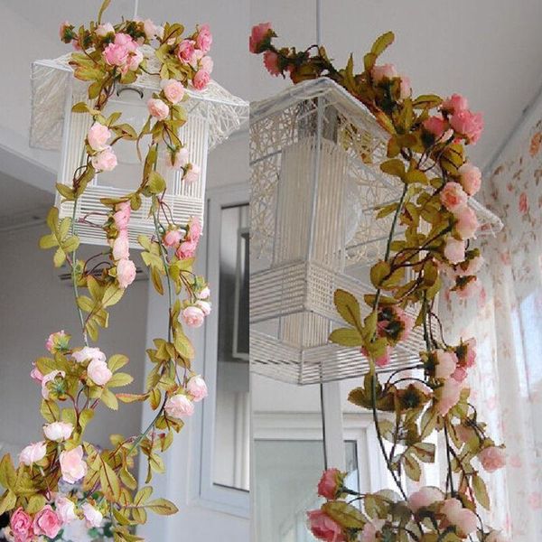 

decorative flowers & wreaths garland flower 7ft pink rose wedding bedroom style vintage shabby chic string