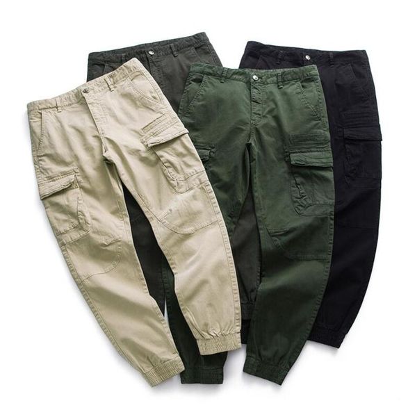 

fashion brand japanese streetwear cargo pants plus size trousers man multi-pocket punk techwear male joggers, Black