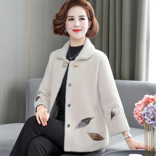 

women's wool & blends 2021 mink velvet loose coat autumn and winter woolen fashion casual top, Black