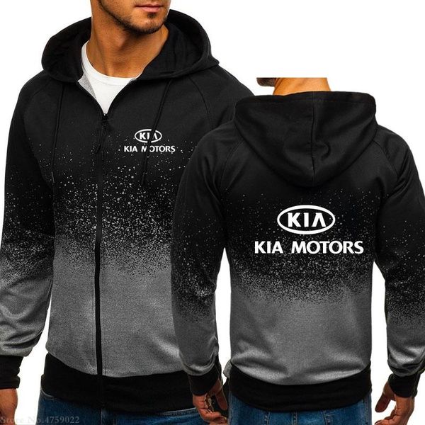 

men's hoodies & sweatshirts 2021men fashion mens casual kia motors sweatshirt brand hoody zipper coat high quality, Black