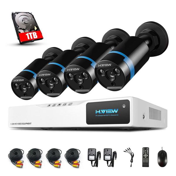 

h.view 1080p cctv camera system 4ch ahd nvr 4pcs 2.0mp outdoor indoor security kit motion detection with 1tb hdd systems