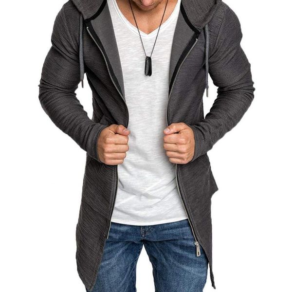 

men's hoodies & sweatshirts fashion streetwear men solid color long sleeve hooded slim zipper jacket coat outwear male casual pocket ca, Black