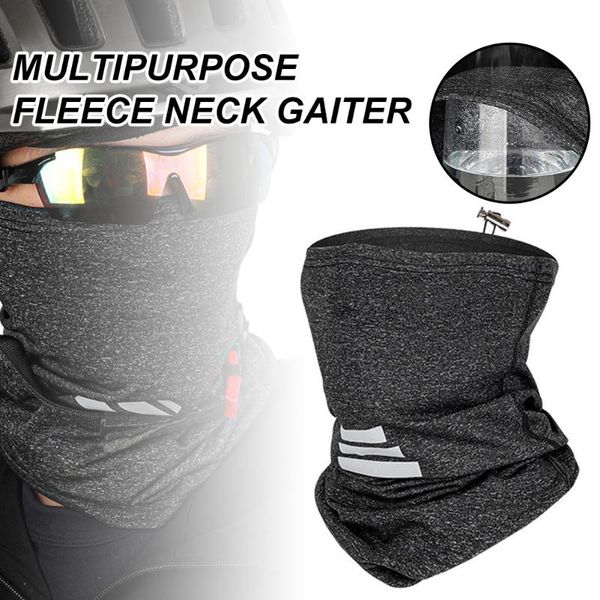 

winter outdoor warmer bandana fleece neck gaiter thermal half face cover for men women cycling snowboard ski hiking mask scarf caps & masks, Black