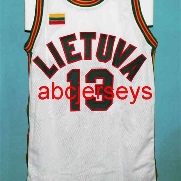 

#13 sarunas marciluionis lietuva lithuania retro basketball jersey embroidery stitched custom any number and name ncaa xs-6xl, Black