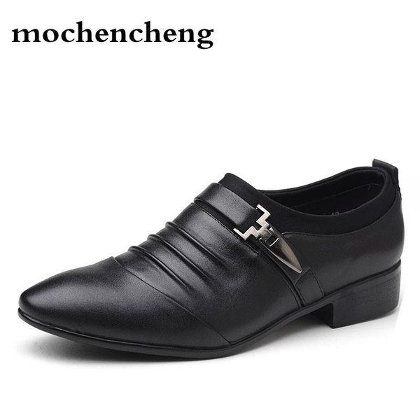 

dress shoes 2021 autumn luxury men pointed toe slip-on mans footwear business british leather wedding male social shoe big size, Black