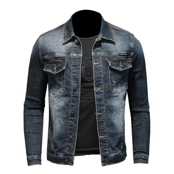 

jacket men spring and fall fashion casual solid color lapel single breasted slim long sleeve denim men's jackets, Black;brown