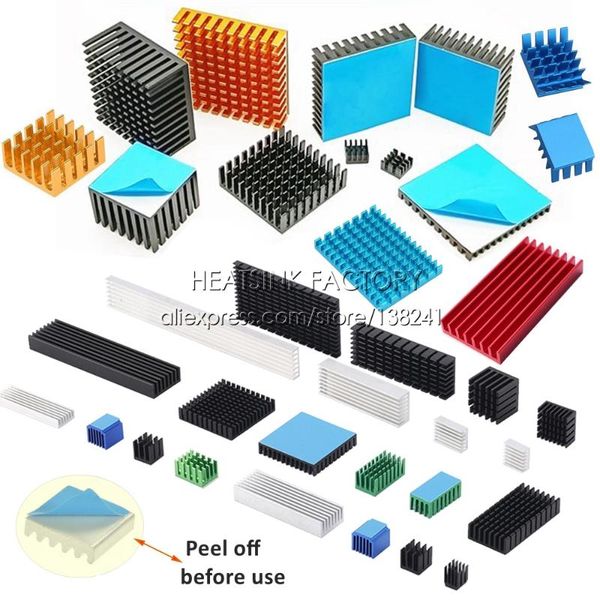 

fans & coolings 100pcs various size and color aluminum heatsink radiator cooler heat sink with thermal conductive transfer pad tape