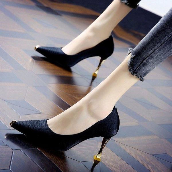 

dress shoes women's spring autumn pointed toe high-heeled women fashion slip-on platform heels pumps ladies party black