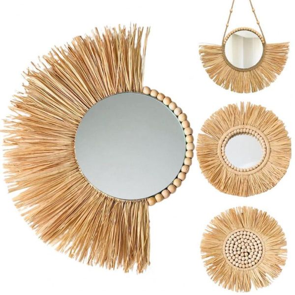 

mirrors attractive hanging mirror acrylic decor straw decorative multi-function