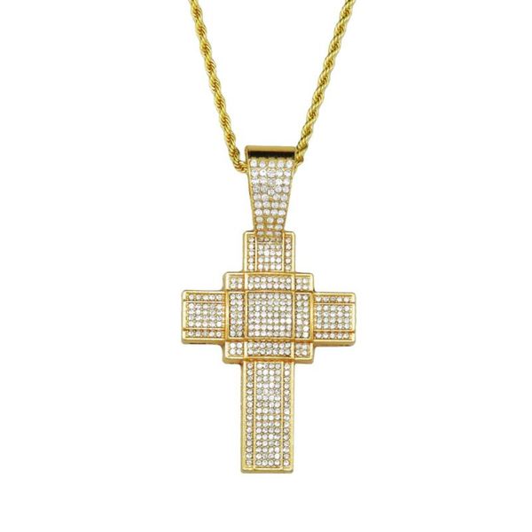 

pendant necklaces gothic punk style overlapping crystal cross necklace religion art goth jewellery for women rock metal gifts, Silver