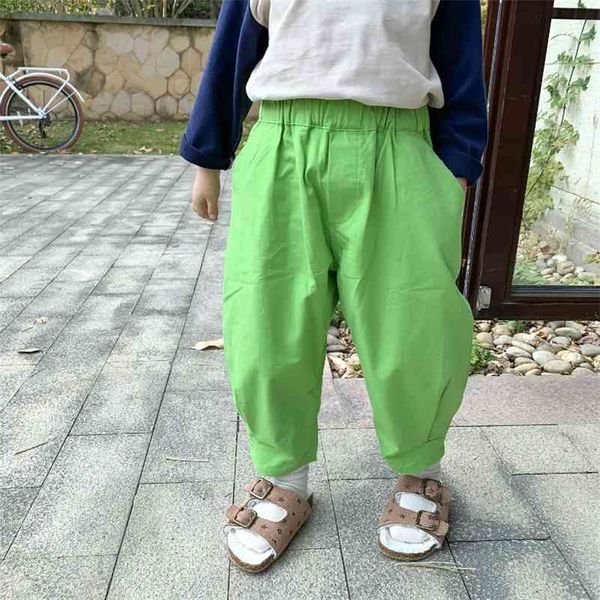 

spring autumn boys girls fashion hip pants kids solid color casual all-match trousers 1-5y 210708, Blue