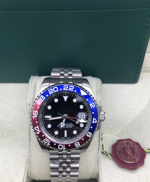 

luxury watch + box 40mm gmt 126710 126710blro red blue jubilee bracelet asia 2813 movement automatic mens watches, Slivery;brown