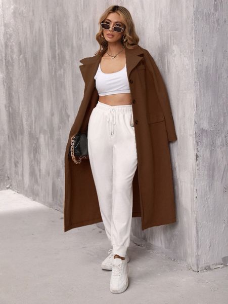 

lapel neck flap detail overcoat g1qy#, Black