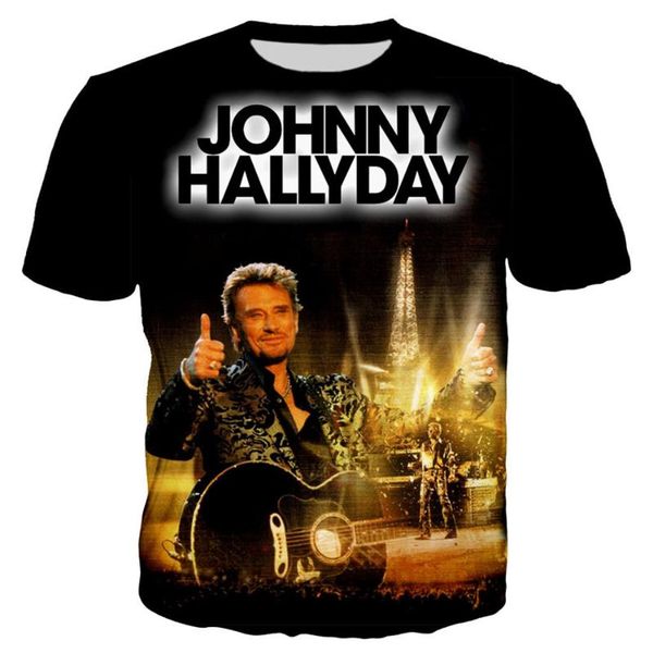 

men's t-shirts johnny hallyday 3d print men women summer fashion tshirt boy girl hip hop cool clothes youth fans birthday gift tee top, White;black