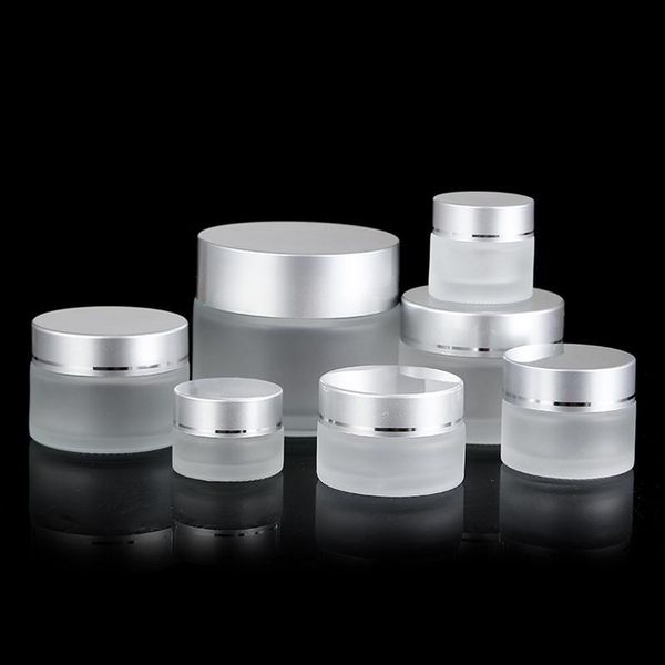 

storage bottles & jars 100pcs frosted glass refillable empty cosmetic jar pot eye shadow face cream container 5/10/15/20/30/50/100g