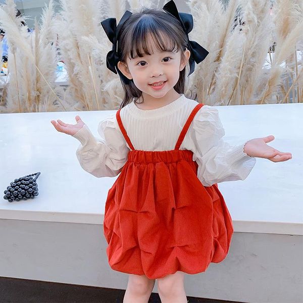 

clothing sets 2021 autumn arrival girls long sleeve suit skirt outfits, White