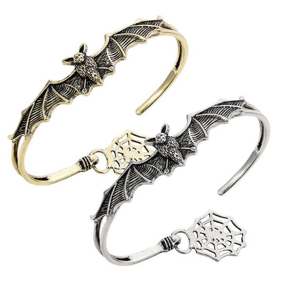 Braccialetti con ciondoli Bat Spider Web Bracciale aperto a forma di C Retro personalità Hip Hop Hip Hop all'ingrosso