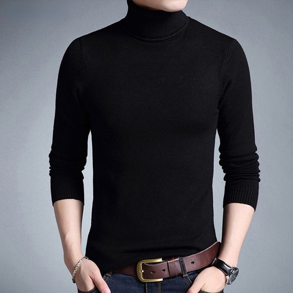 

men's high neck warm casual knitted sweater, autumn and winter tights, White;black