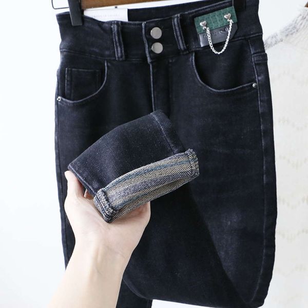 

autumn and winter clothing pants elastic warm black soft, Blue