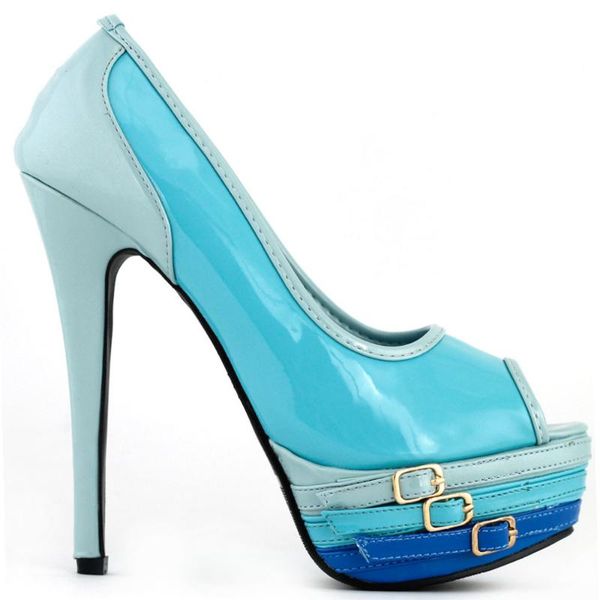 

peeptoe strappy buckle platform high heel stiletto pumps dress shoes, Black