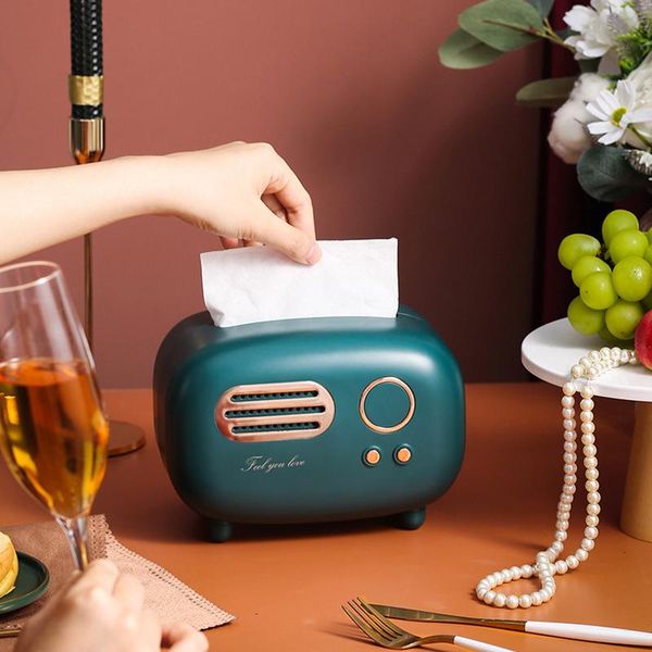 

tissue boxes & napkins cover box retro radio shape cute napkin case organizer home decorations for office storage