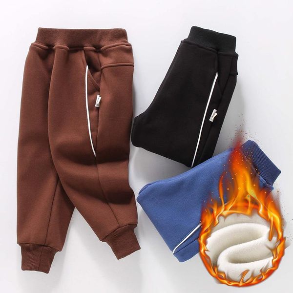 

trousers boys winter warm sports pants for children fashion 1-8 year clothes baby plus thick velvet long pencil, Blue
