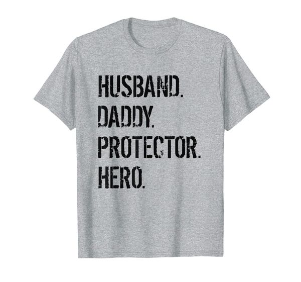 

cool father gift shirt husband daddy protector hero t-shirt, White;black