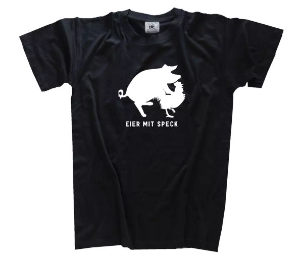 

eggs with bacon pig and chicken funshirt slogans t-shirt s - 3xl, White;black