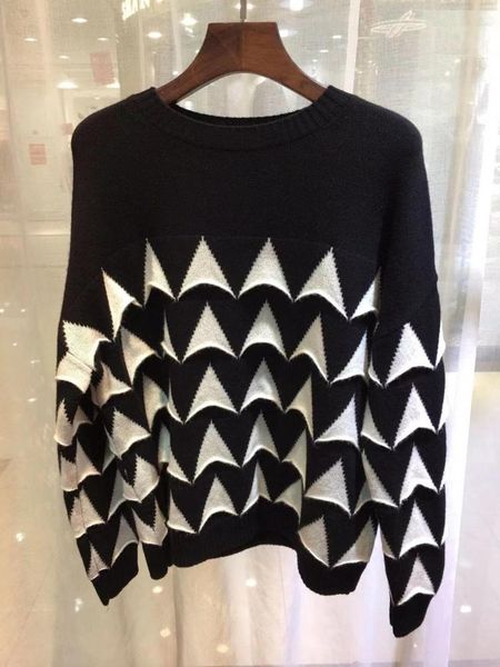 

women's sweaters fashion women wool 2021 runway luxury color patchwork european design party style pullover clothing, White;black
