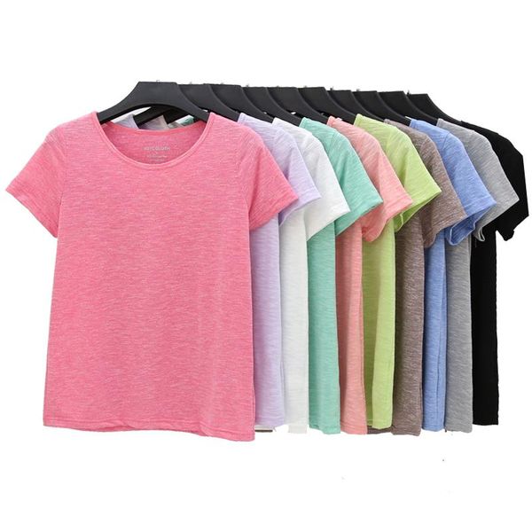 T-shirt feminina Senhoras em casa Camisa de algodão de manga curta Camisa de fundo feminina LONE V GLOW SMERMAS THILHA