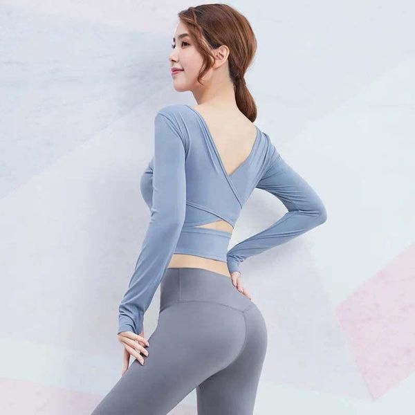 

yoga outfit women fitness with falsies bra pad workout training exercise gym sport running hiking long sleeve tee t shirt 13