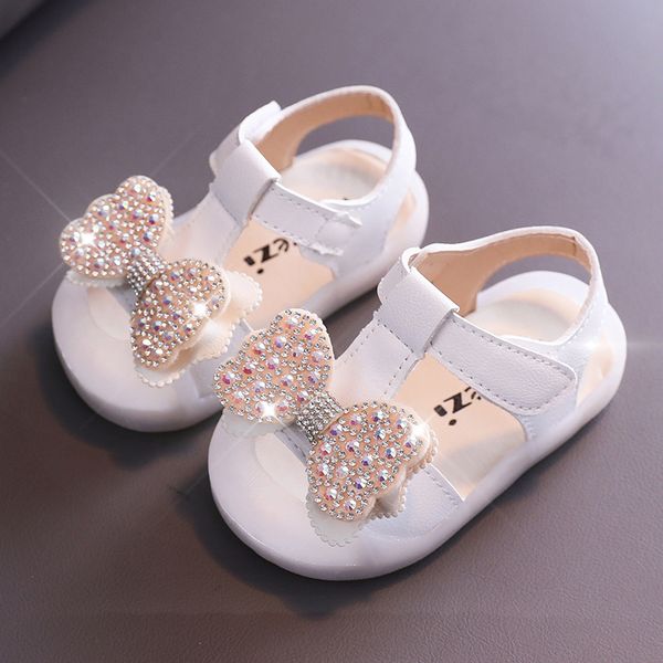 

spring summer baby rhinestones bow toddler shoes non-slip girls princess flat first walker leather zapatos rimeros pasos bebe