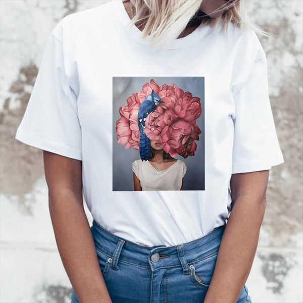 

zoganki summer o neck casual women short sleeve tee fashion graphic female cute, White