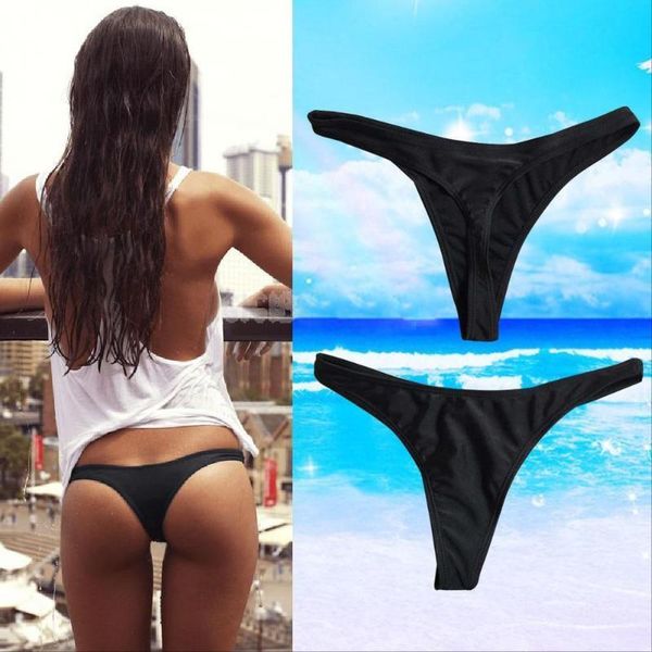 

women bikini bottom swimwear beach bathing t-back thong g-string black swimming trunks two-piece suits