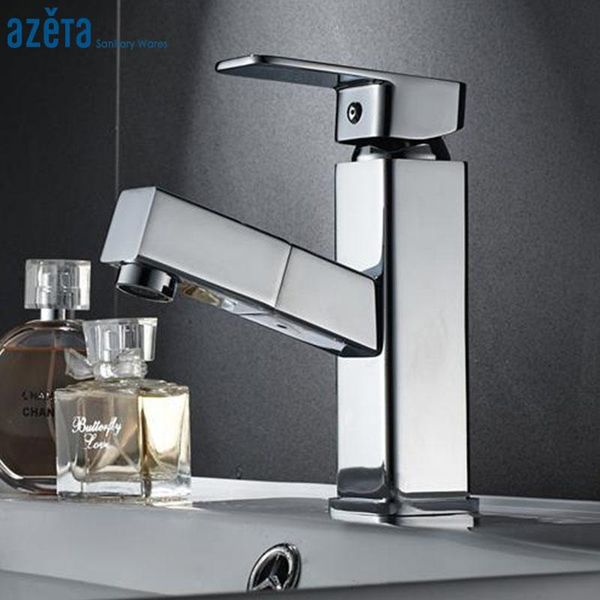 

bathroom sink faucets modern style chrome pull out basin single handle swivel sprayer cold and water mixer tap at2306