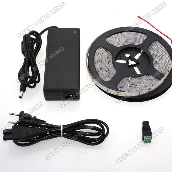 

5m dc12v 300 smd 5630 waterproof ip65 led strip kit +12v 6a power supply cold /warm white/red/blue/green flexible ribbon strips
