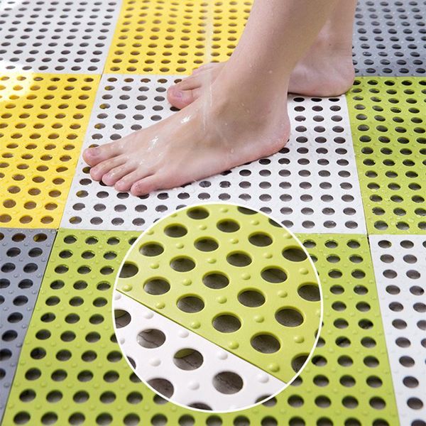 

cuttable soft pvc non-slip tile splicing waterproof mat drain pool shower bath kitchen cushion 30x30cm mats lote88