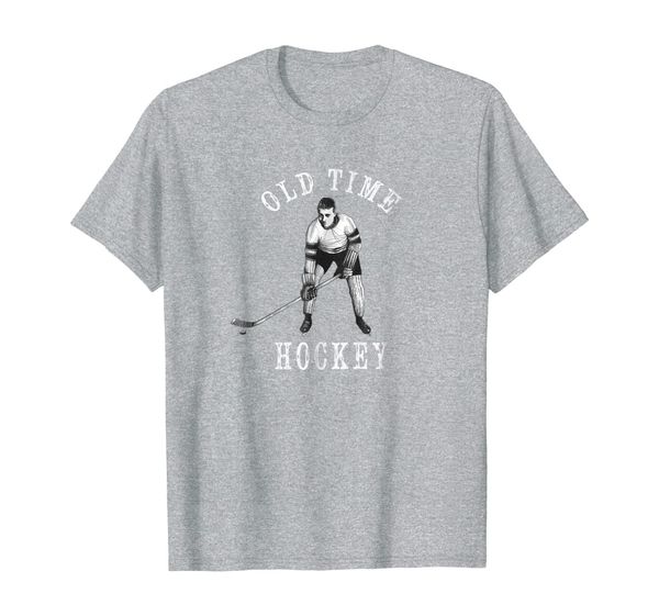 

hockey retro vintage old time hockey player t-shirt, White;black