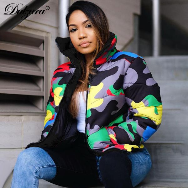 

dulzura camouflage women short duck down jacket outerwear bubble coat streetwear clothes autumn winter korean boyfriend, Black
