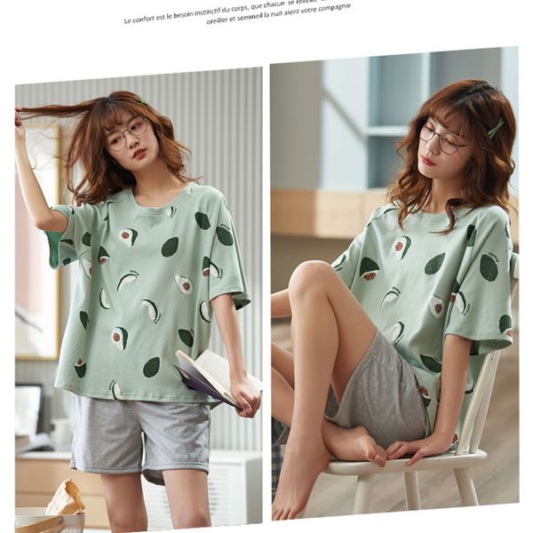 

2021womens pajamas with avocado sleepwear womens cotton pijamas women pyjamas women pajamas home clothes for women, Black;red