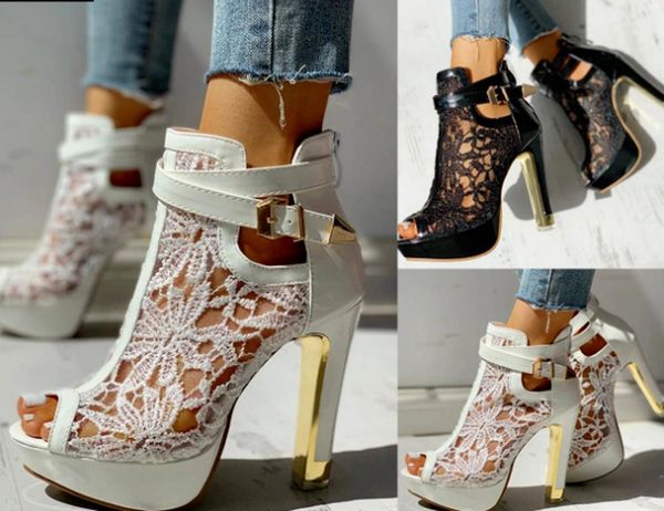 

sandals lace plus size thin high heels leather fashion women summer shoes woman gladiator sandalias mujer sapato feminino sf0987, Black
