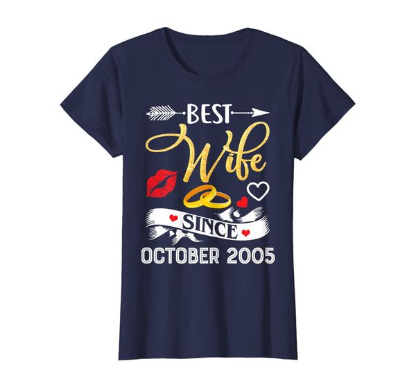 

womens 14th wedding anniversary shirts wife since 2005 t-shirt, White;black
