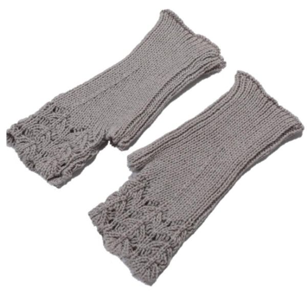

five fingers gloves woman ladies fingerless winter warm soft knitted mittens st007, Blue;gray