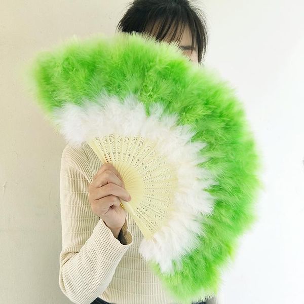 

party favor retro nostalgia colorful feather hand fan live dance cheongsam catwalk gradient abanicos para boda