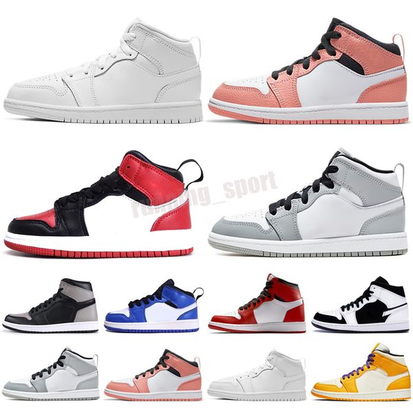 

2021 athletic outdoor classic red mid magic button shoes children boy girl kid youth basketball sports skate sneakers size eur 24-35, Black