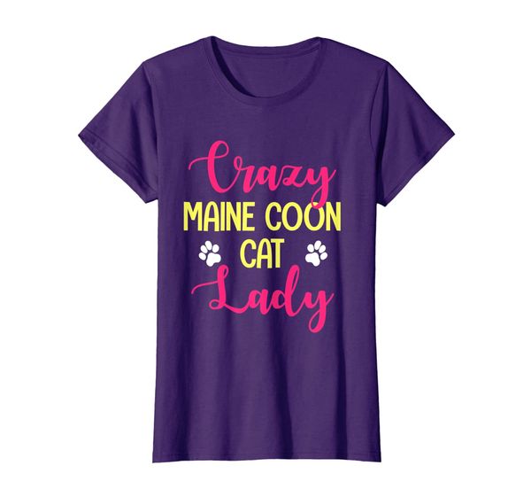 

womens crazy maine coon cat lady | funny meow t-shirt for cat lover, White;black