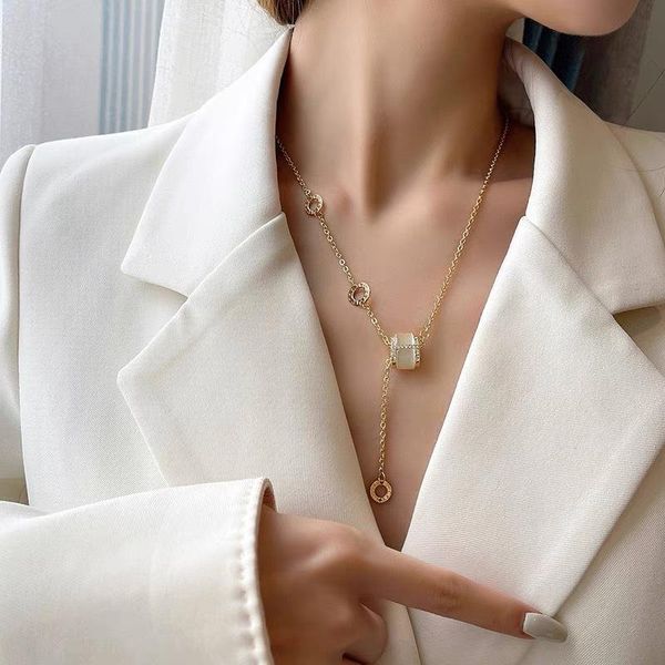 

chains small waist opal necklace for women girls in 2021 light luxury niche clavicle chain ins cold style fashion pendant, Silver