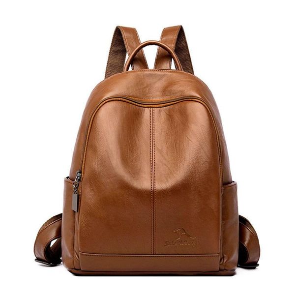 

outdoor bags fashion backpack women soft leather shoulder bag female designer large school for girls mochilas casual travel back