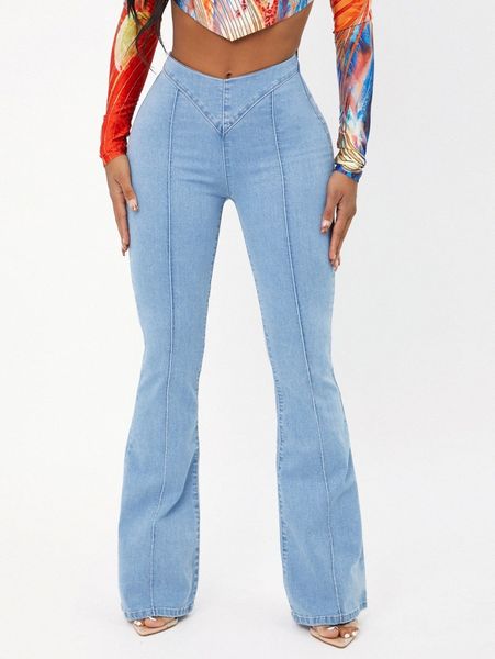 

sxy solid flare leg jeans b3uh#, Blue