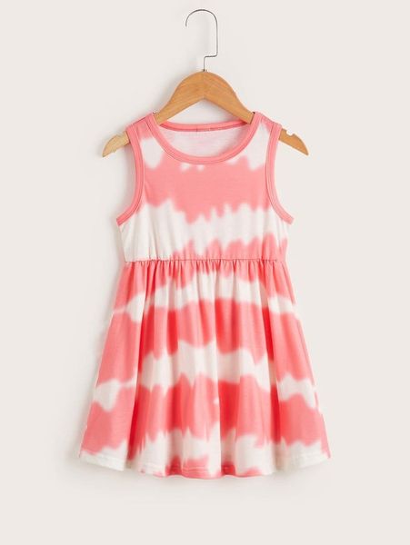 

toddler girls tie dye a-line dress she, Red;yellow